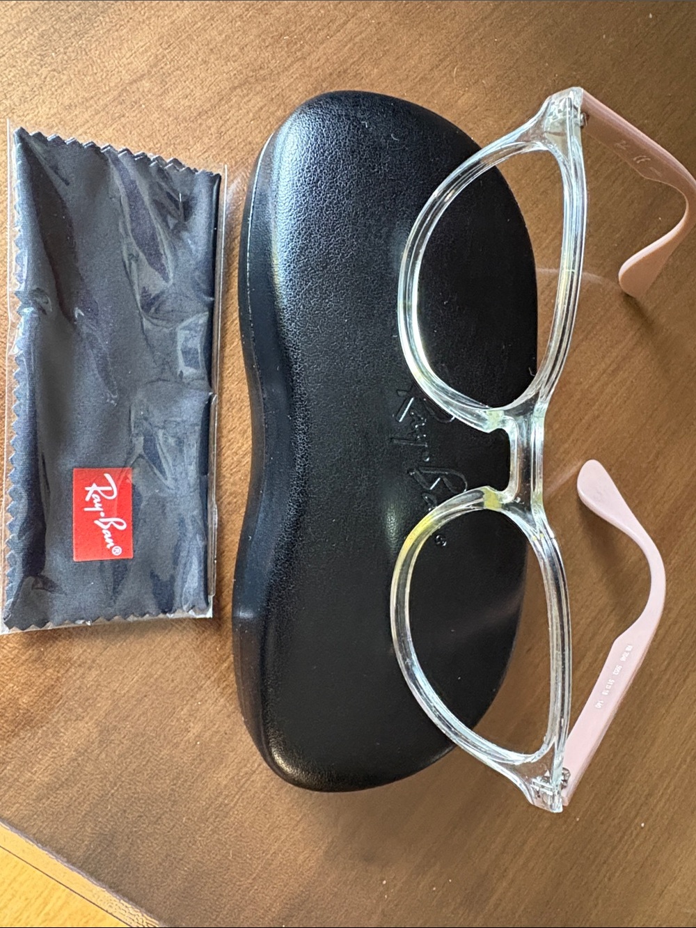 Ray-Ban Kids Clear Frame with Light Pink Temples Sunglasses